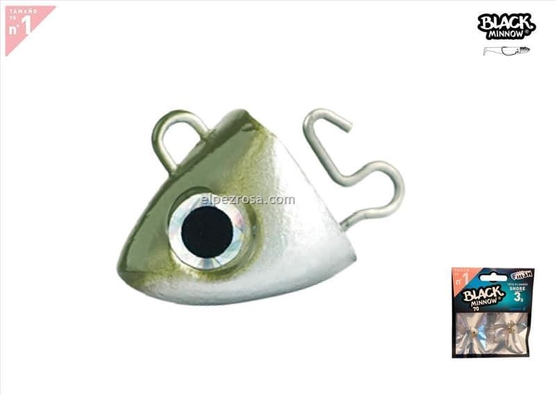 2 SEARCH JIG HEAD 4.5G. Color khaki BLACK MINNOW - Imagen 1