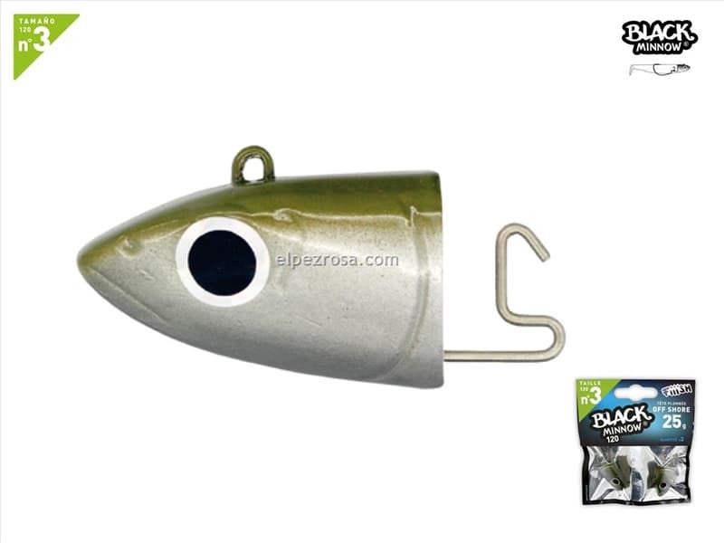 Black Minnow 120 - 2 Off Shore jighead - 25g - Khaki TALLA Nº3 - Imagen 1